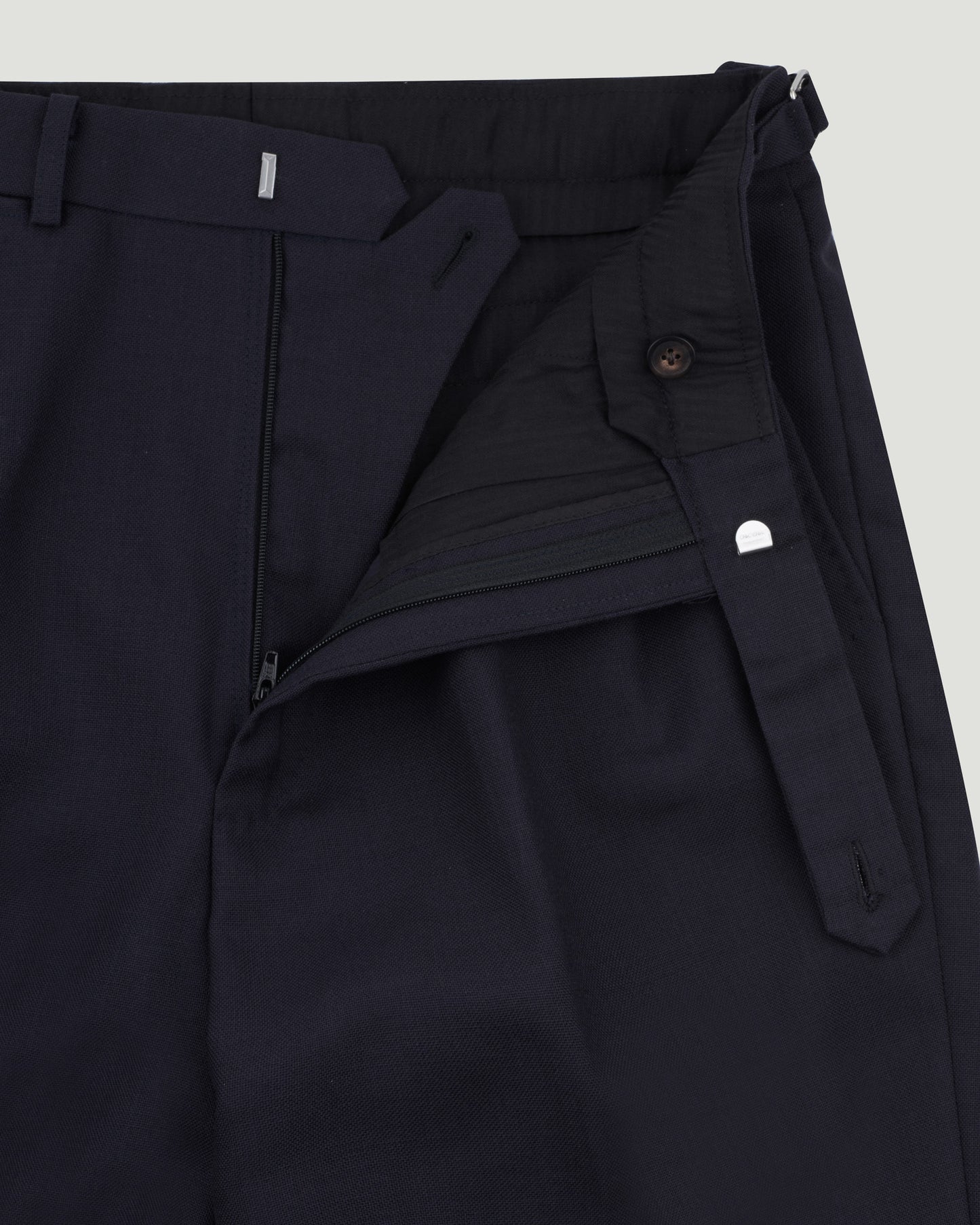 DIPLOMATE Dark Navy Wool Double Pleated Trousers