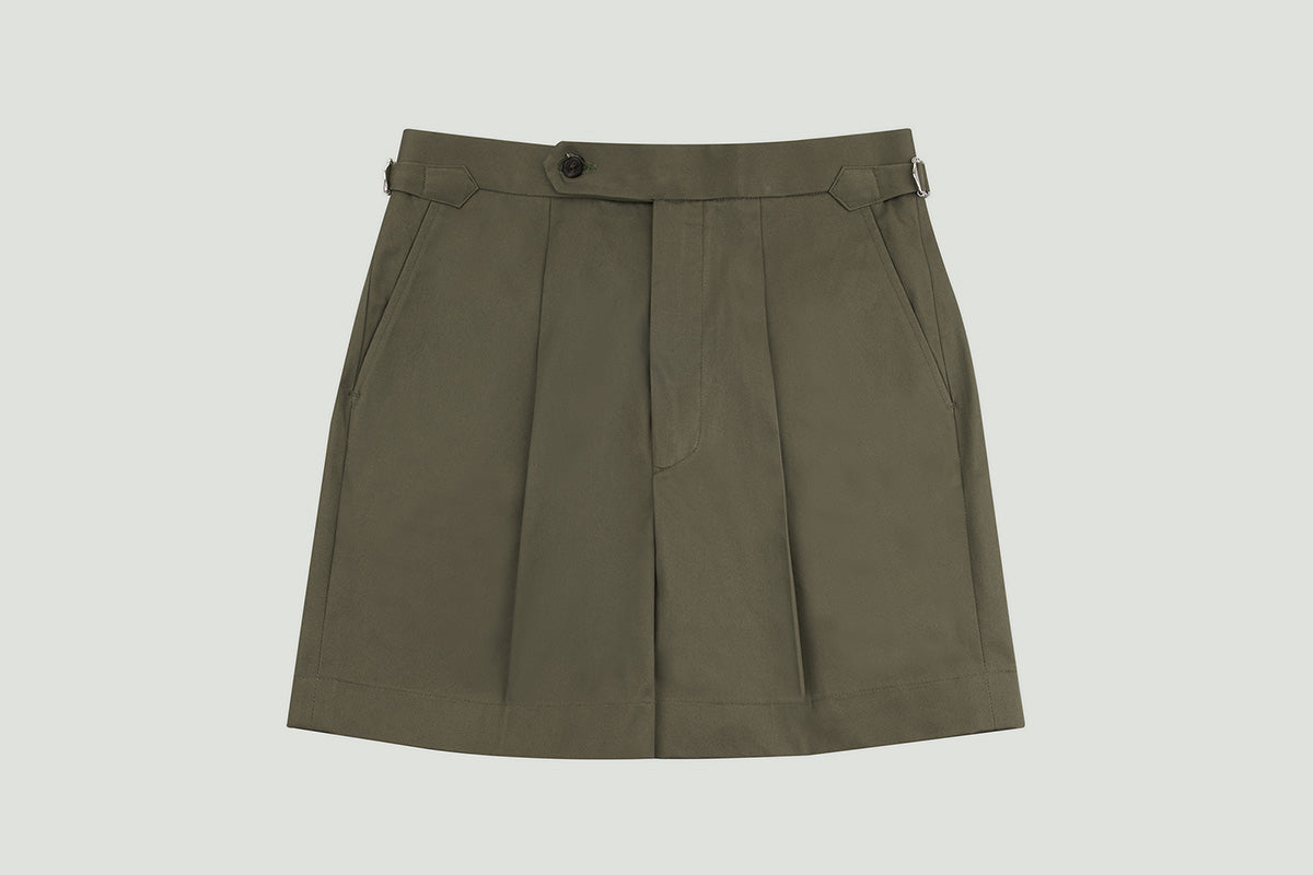 Short Single Pleat Cotton Plain