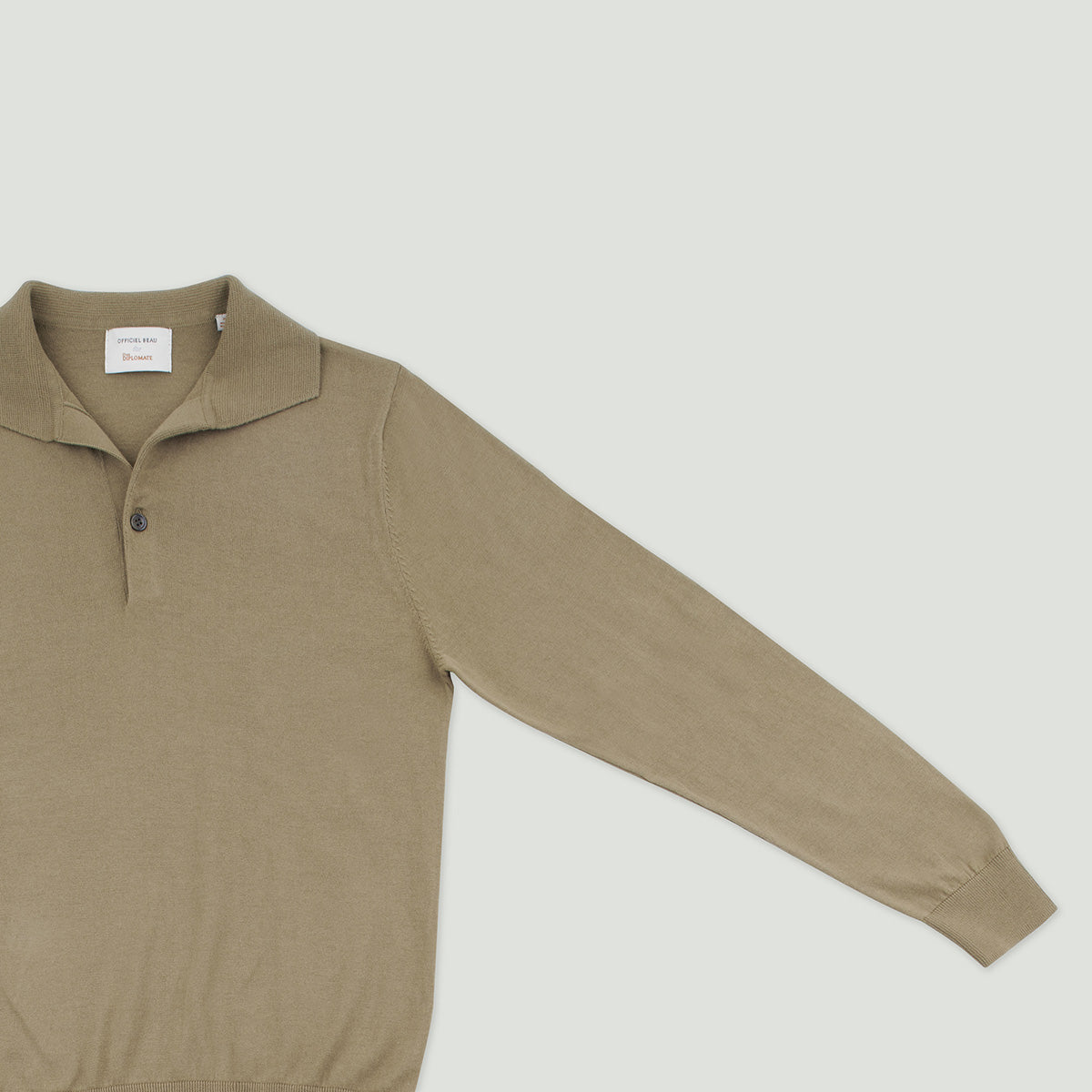Officiel Beau for CHEZ Diplomate Open-Collar Knitted Polo Shirt in Taupe