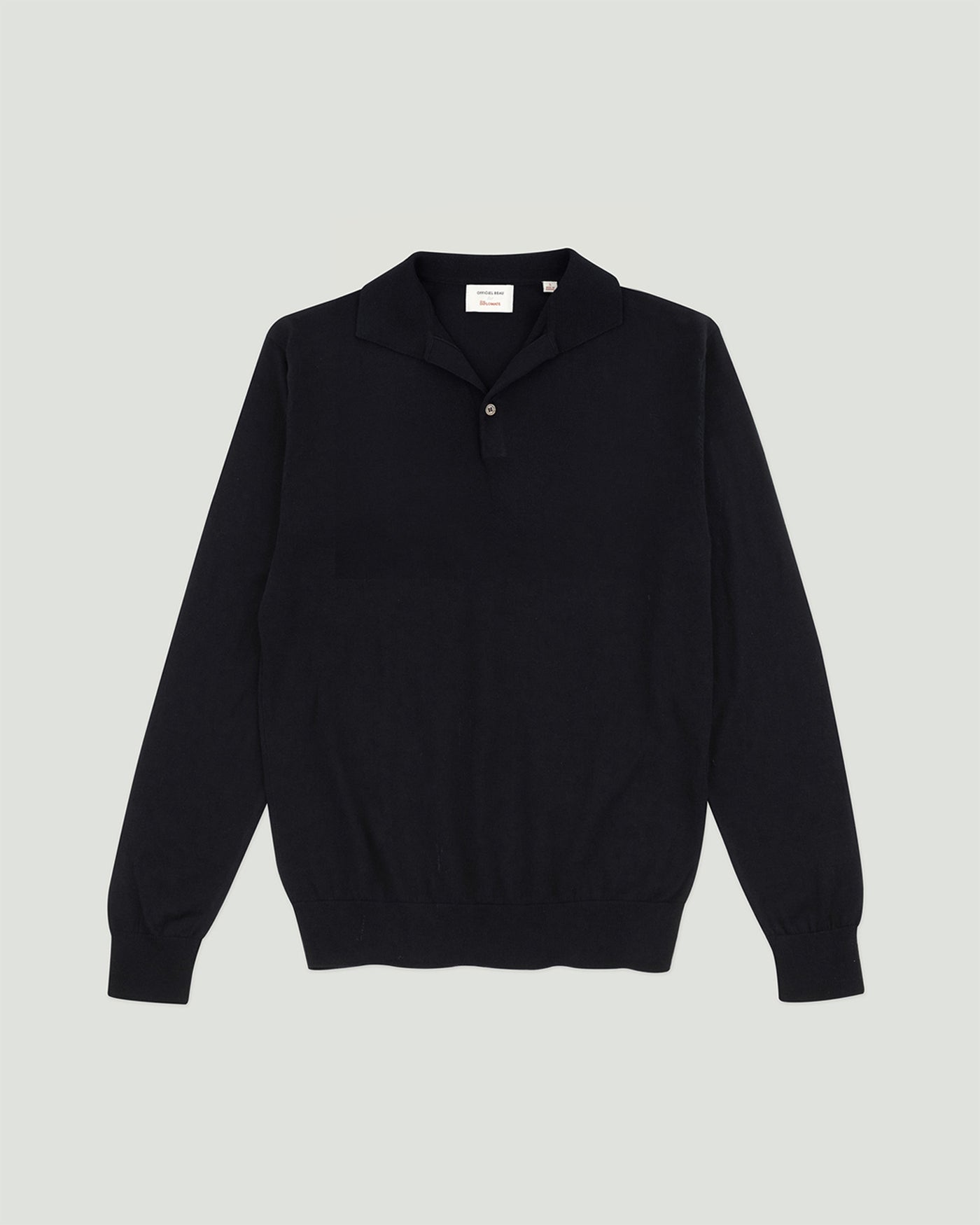 Officiel Beau for CHEZ Diplomate Open-Collar Knitted Polo Shirt in Super Dark Navy