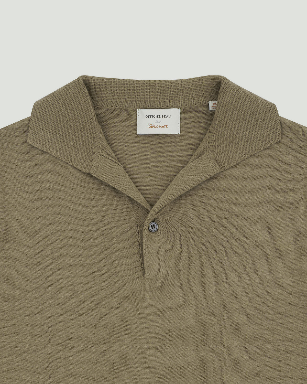Officiel Beau for CHEZ Diplomate Open-Collar Knitted Polo Shirt in Taupe