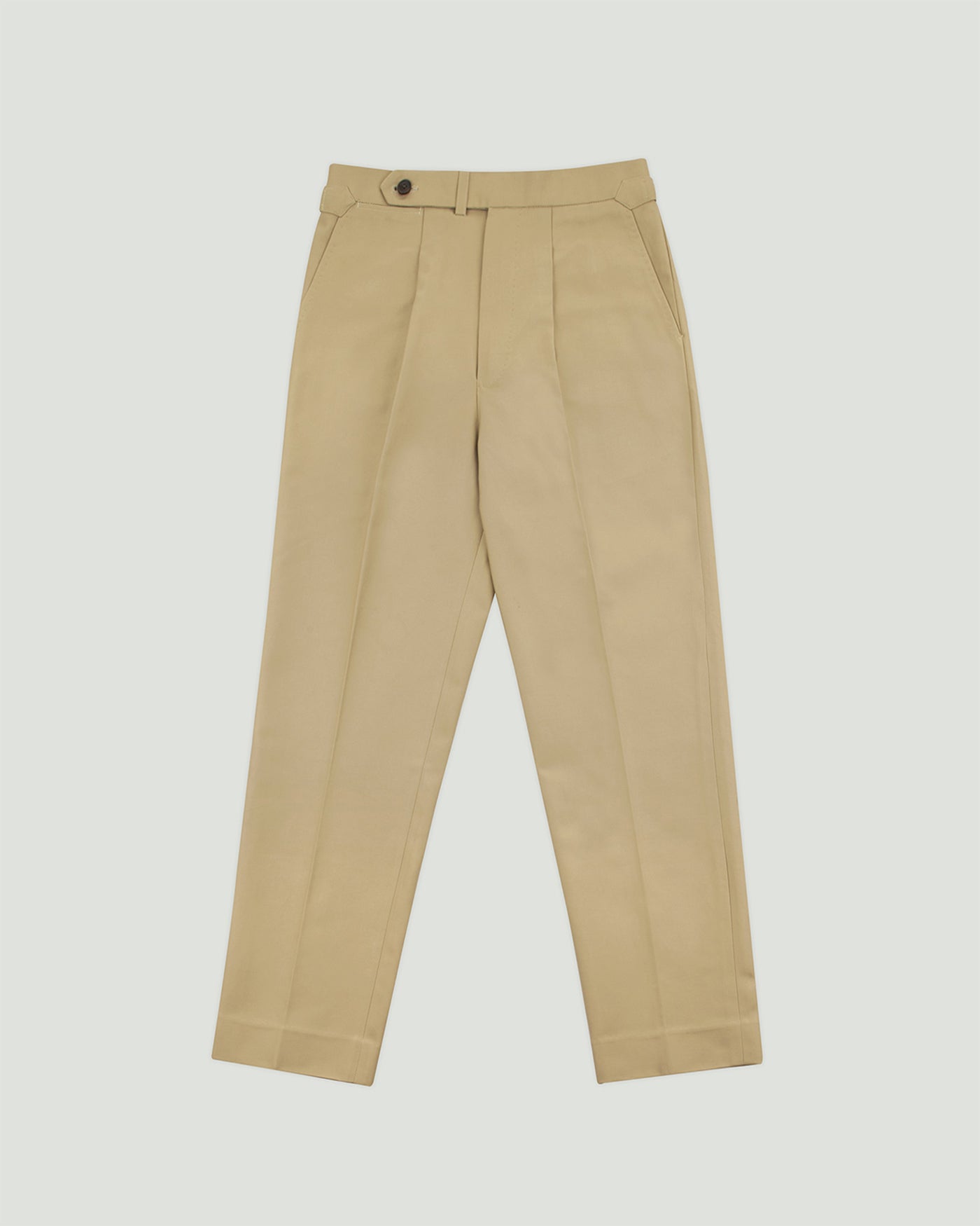 Diplomate Camel Beige Cotton Single Pleated Trousers