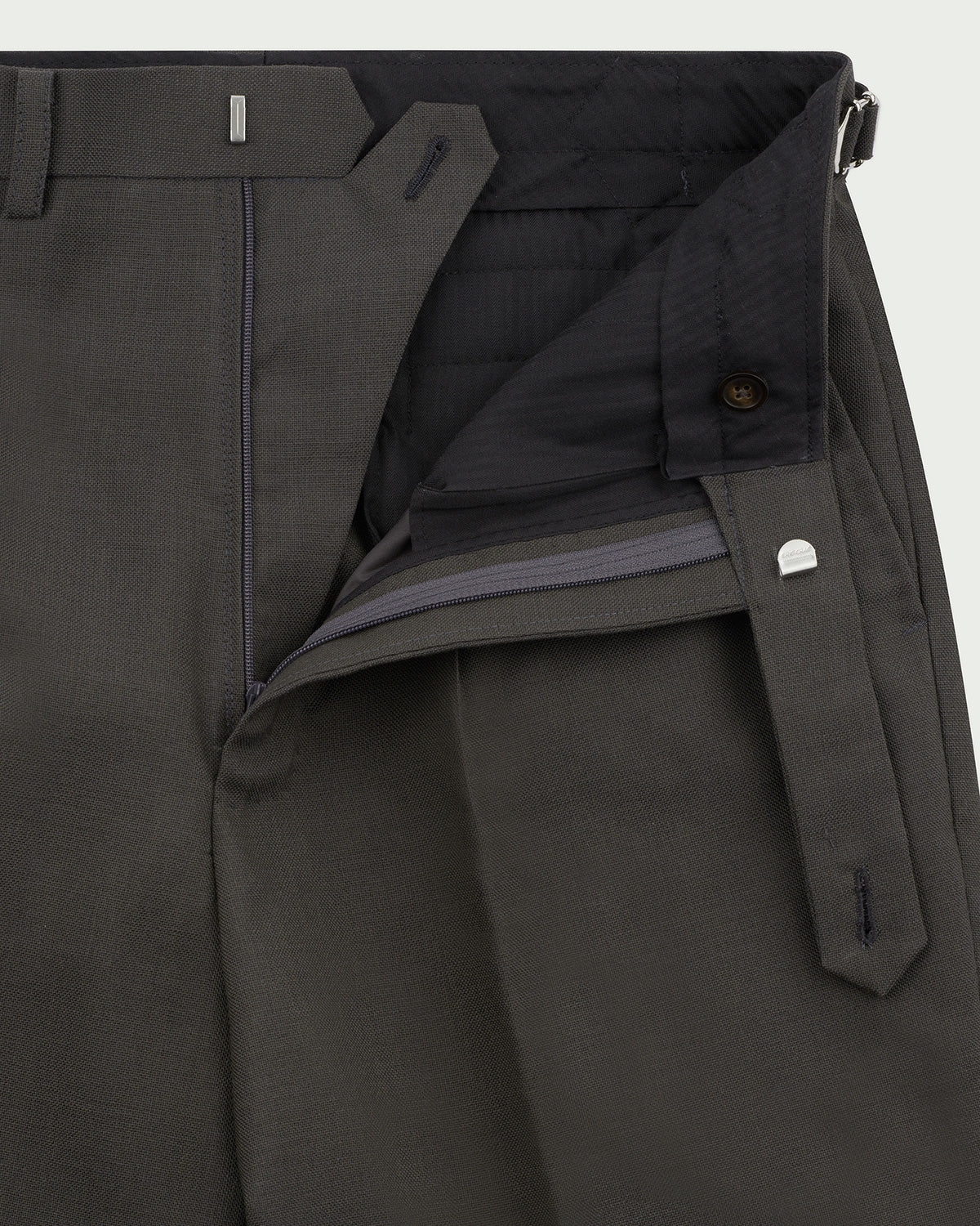 DIPLOMATE Grey Wool Single Pleated Trousers