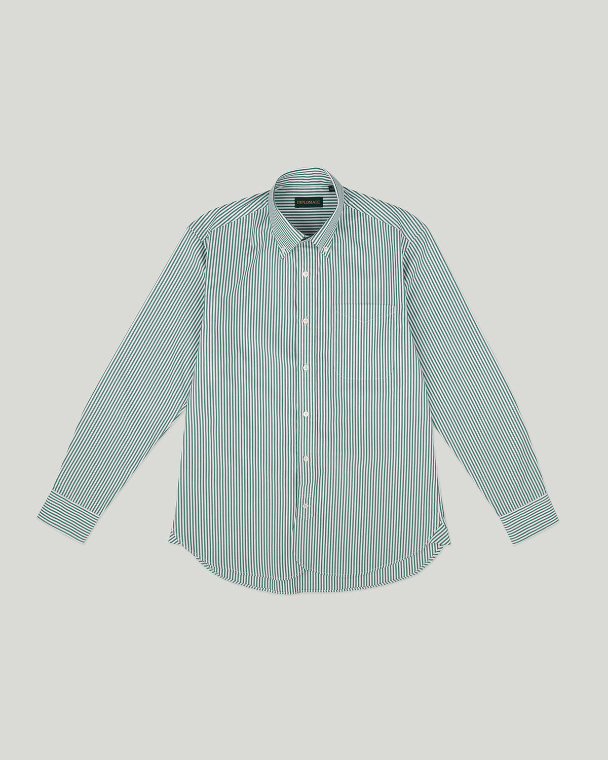 Shirt Button Down Broad Cloth Stripe Green