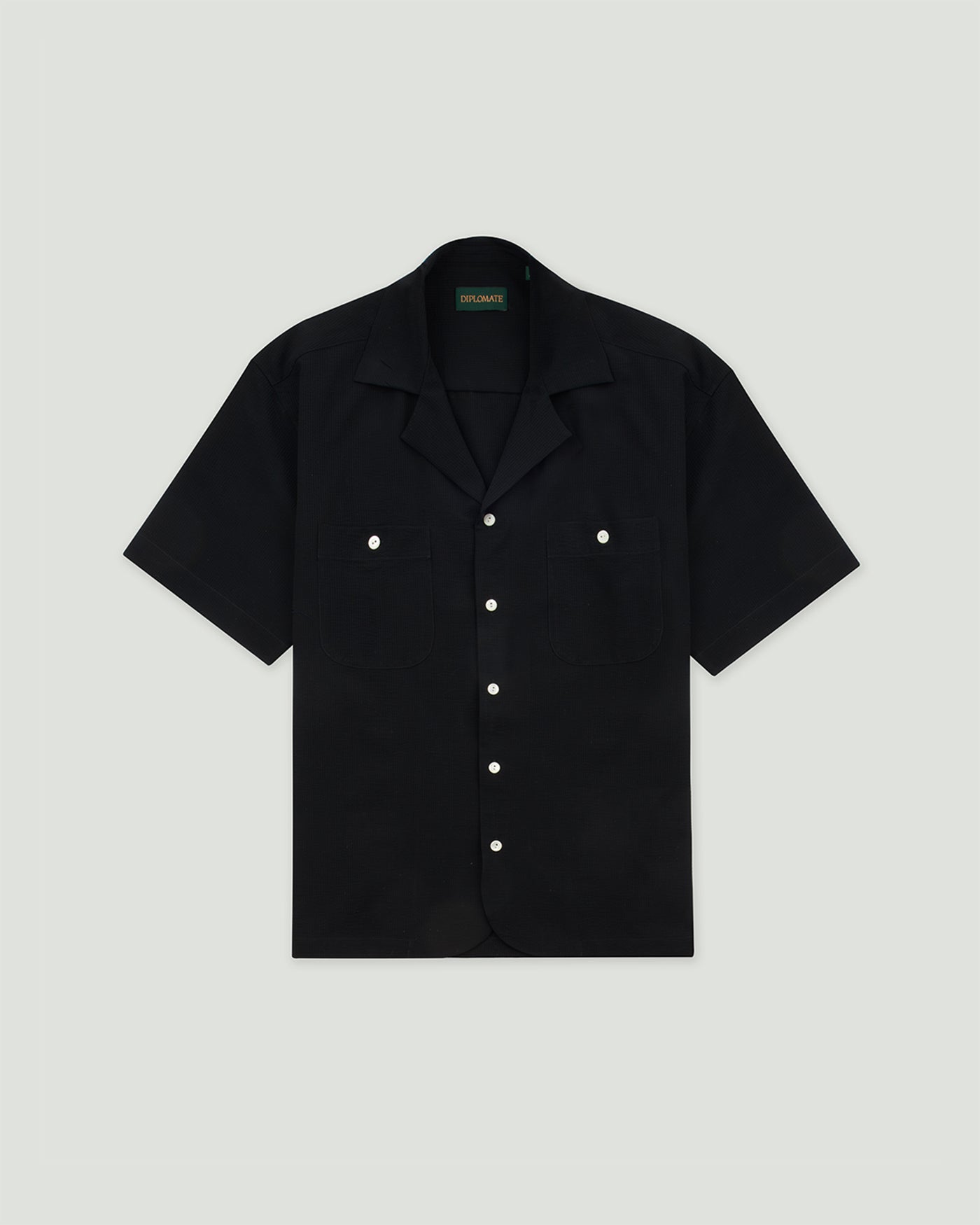 Diplomate Black Cuban Camp-Collar Shirt