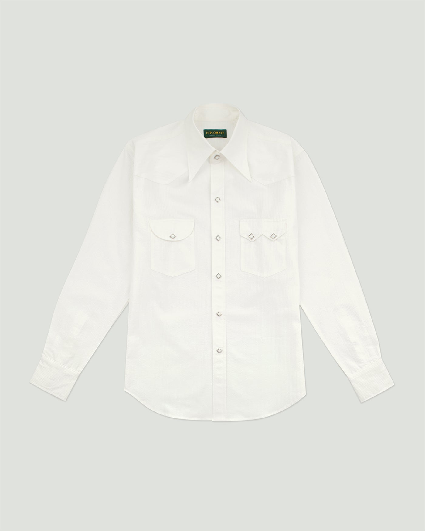 Diplomate White Seersucker Westerner Shirt