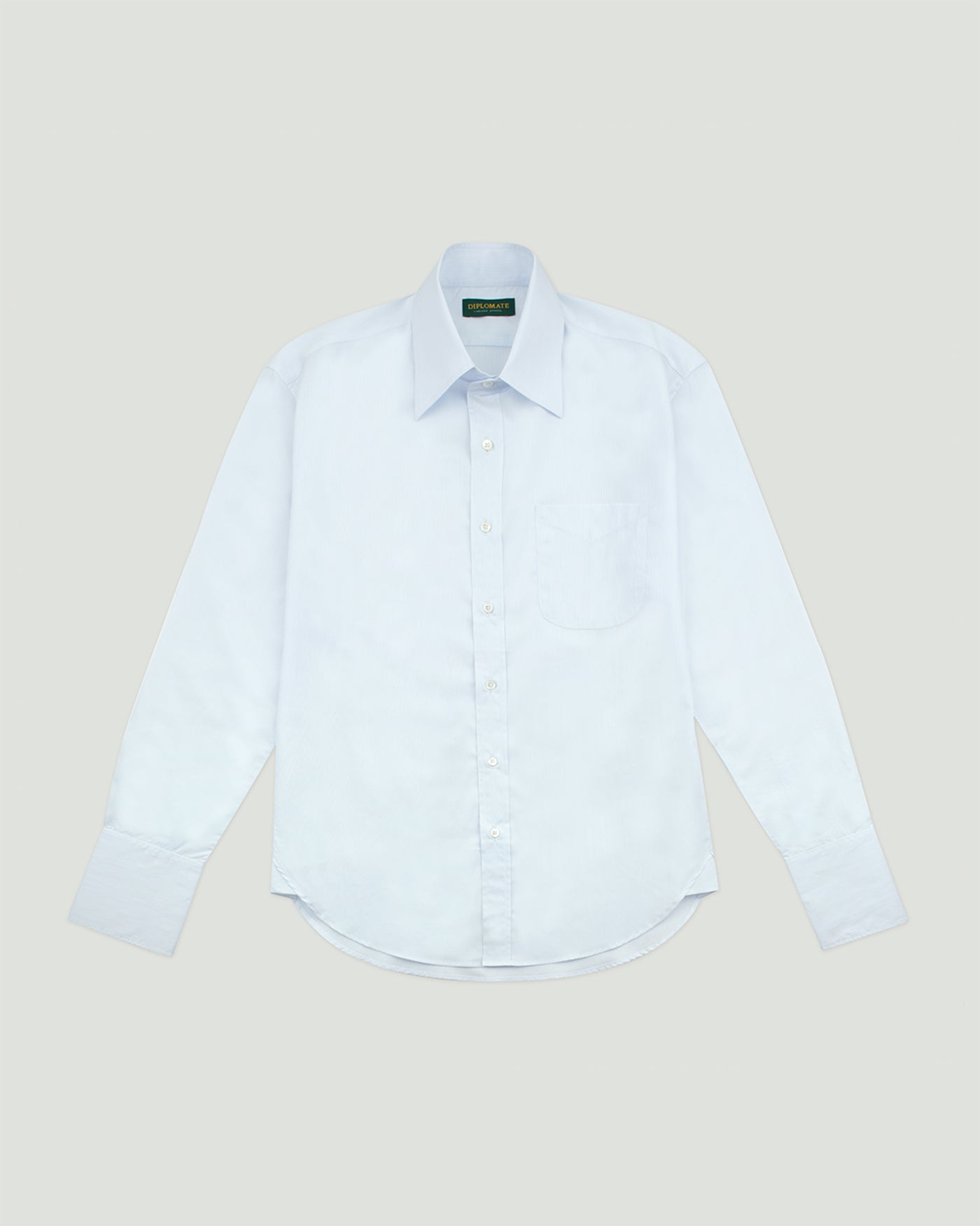 Diplomate Broadcloth Pale Blue Stripes Stright Collar Dress Shirt