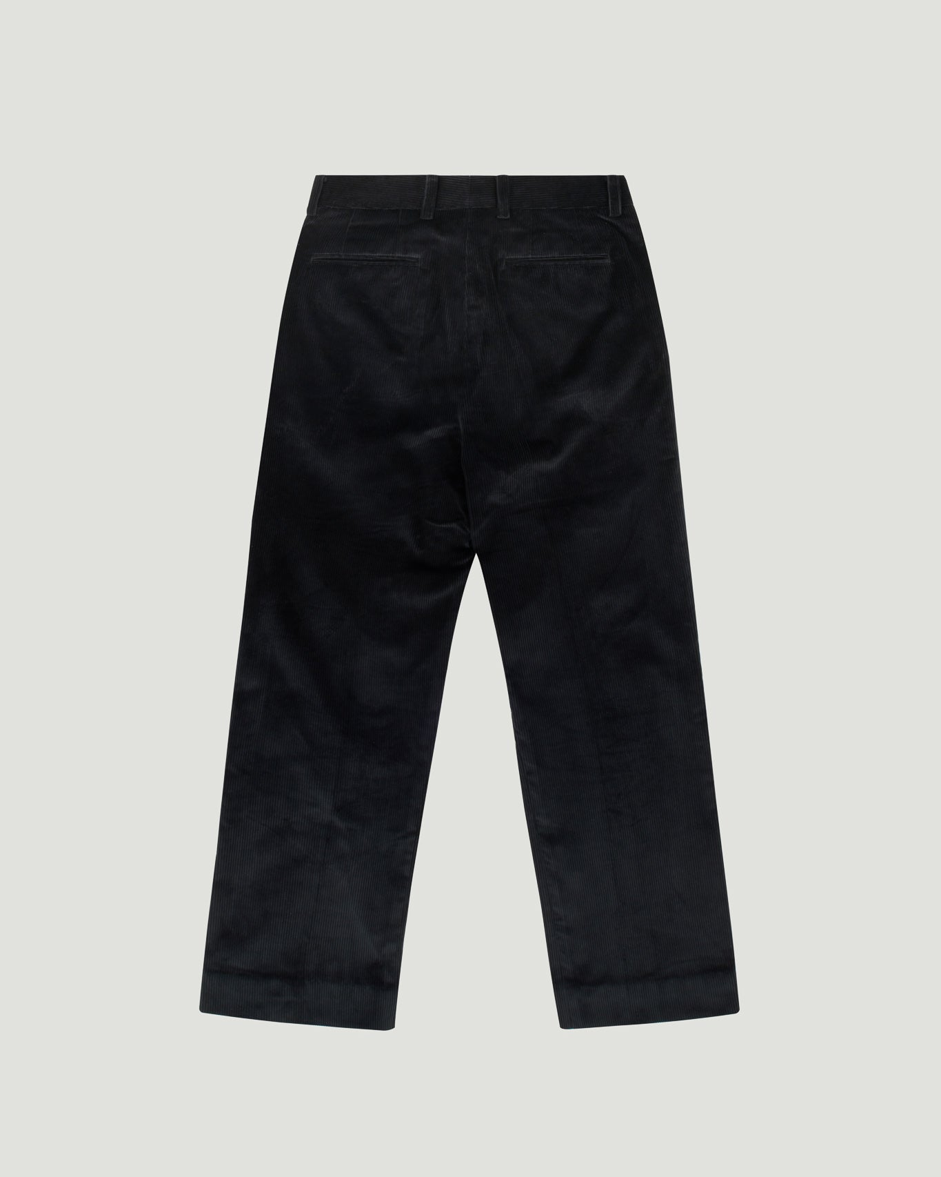 Black Cotton Corduroy Single Pleated Trousers