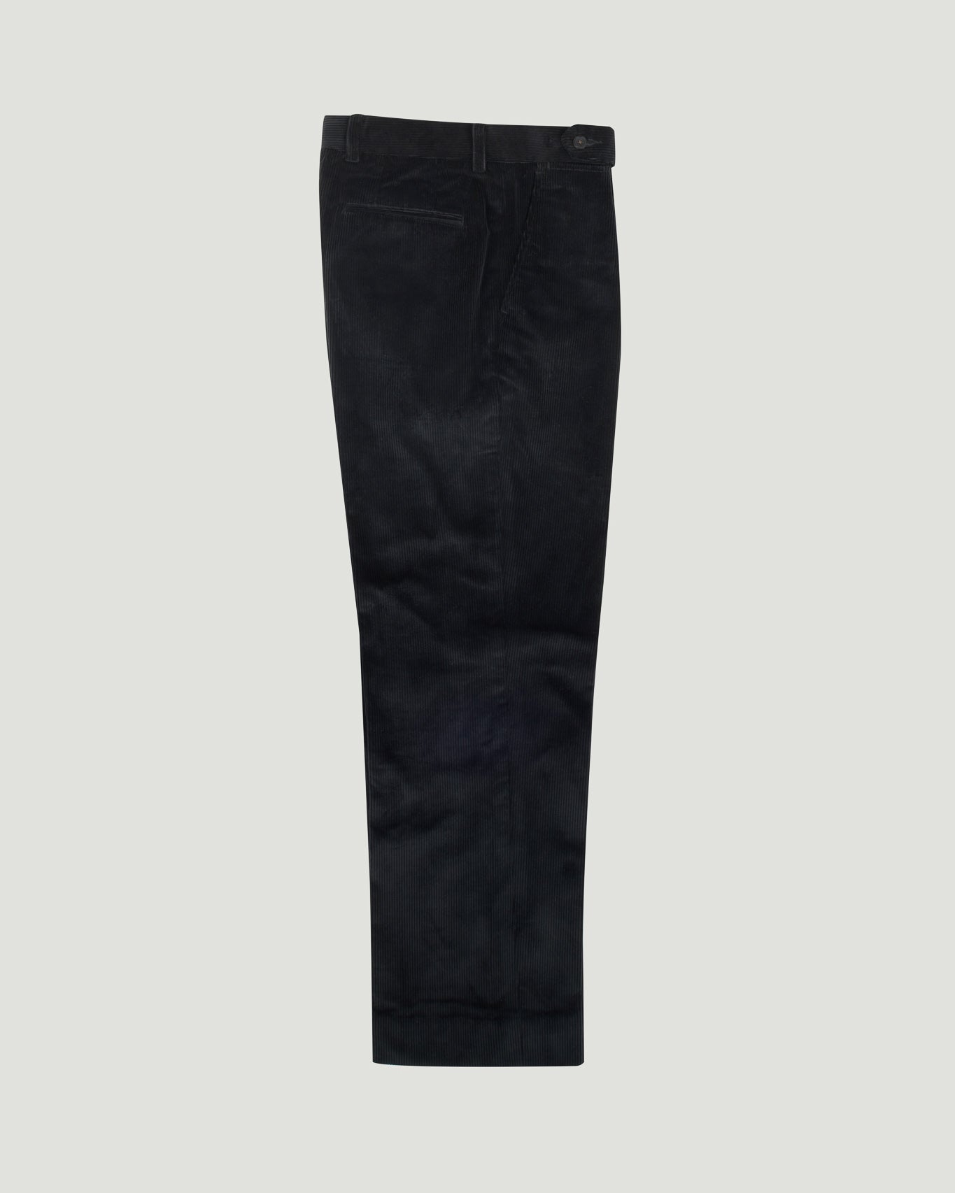 Black Cotton Corduroy Single Pleated Trousers