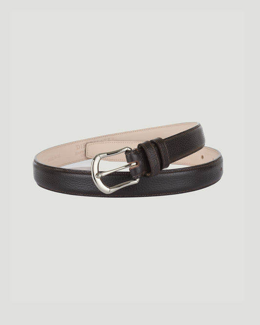 Dark Brown Grained Silver skeleton buckle