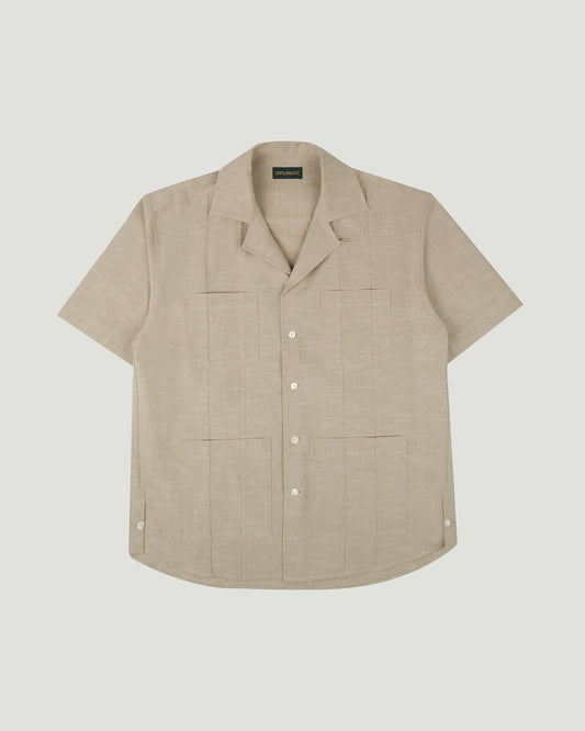 Brown Nep Chambray Cuban Shirt