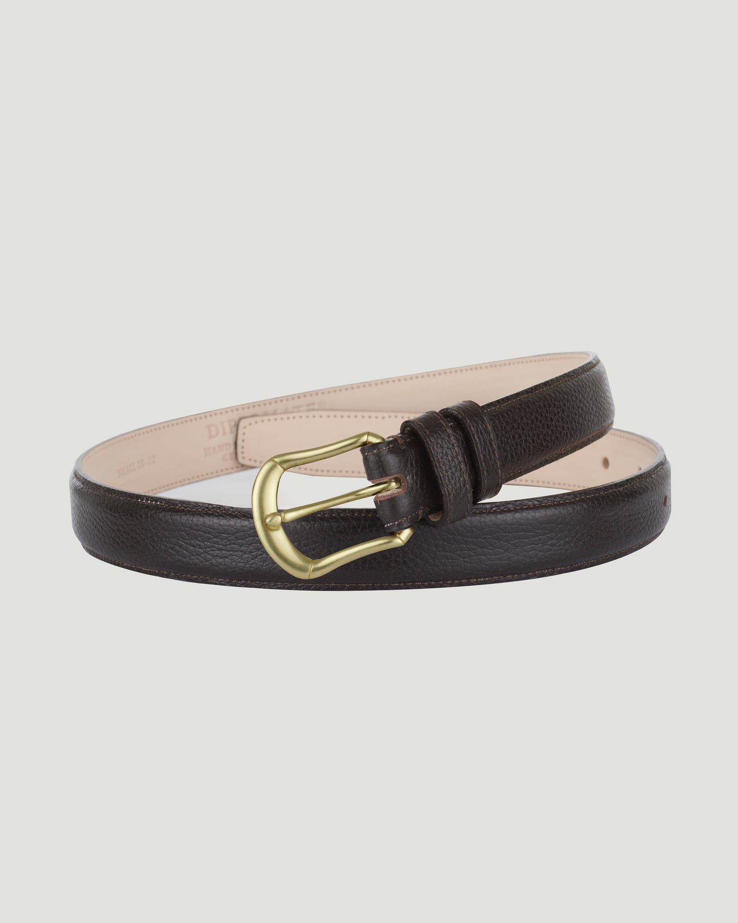Belt Pebble Grain Brass Skeleton Dark Brown
