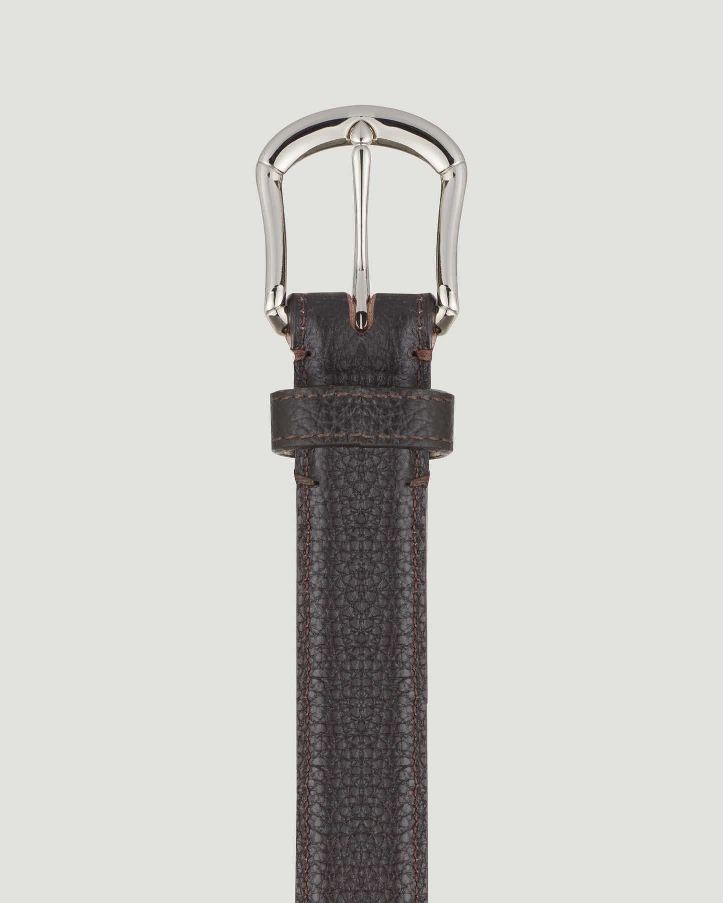 Dark Brown Grained Silver skeleton buckle