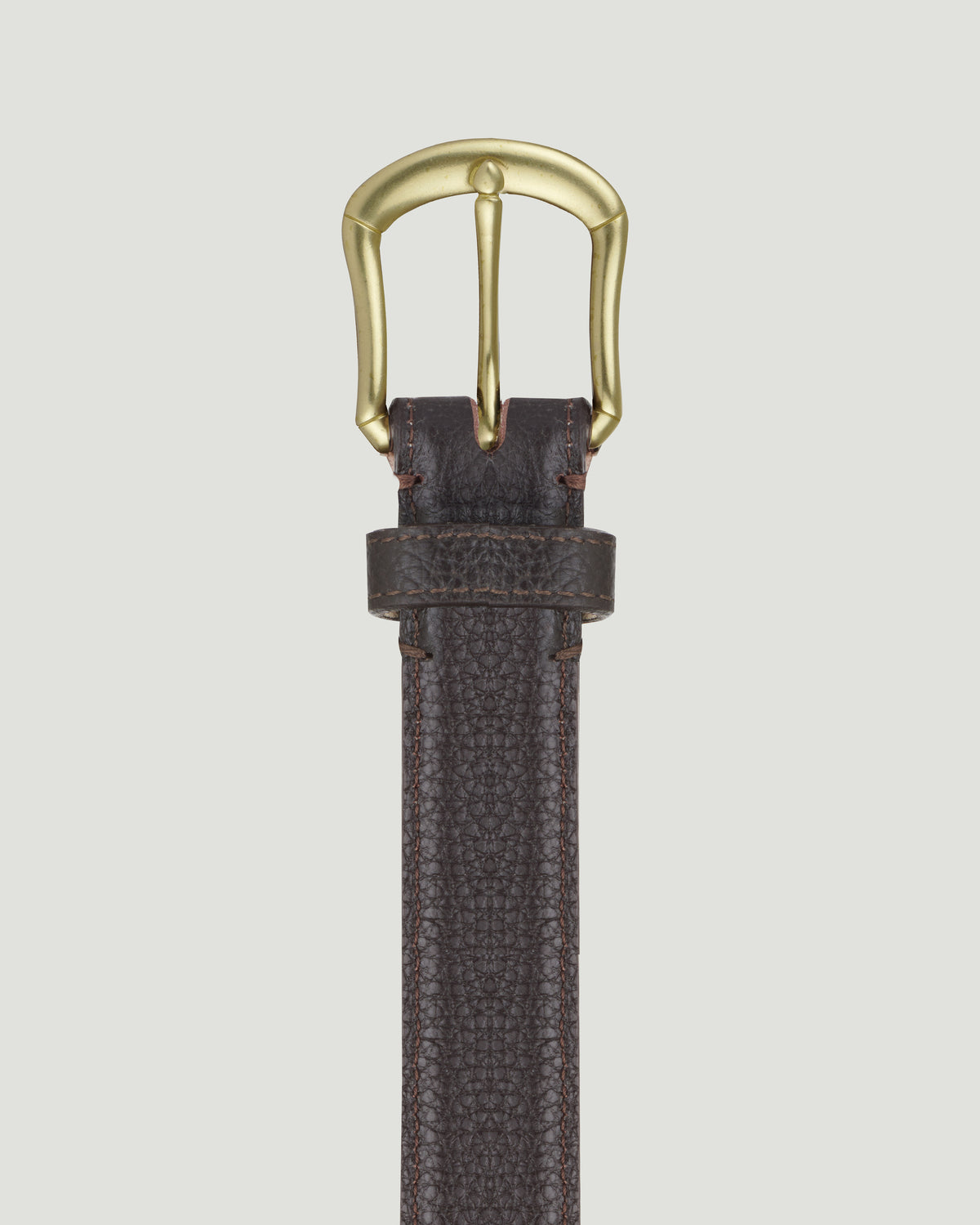 Belt Pebble Grain Brass Skeleton Dark Brown