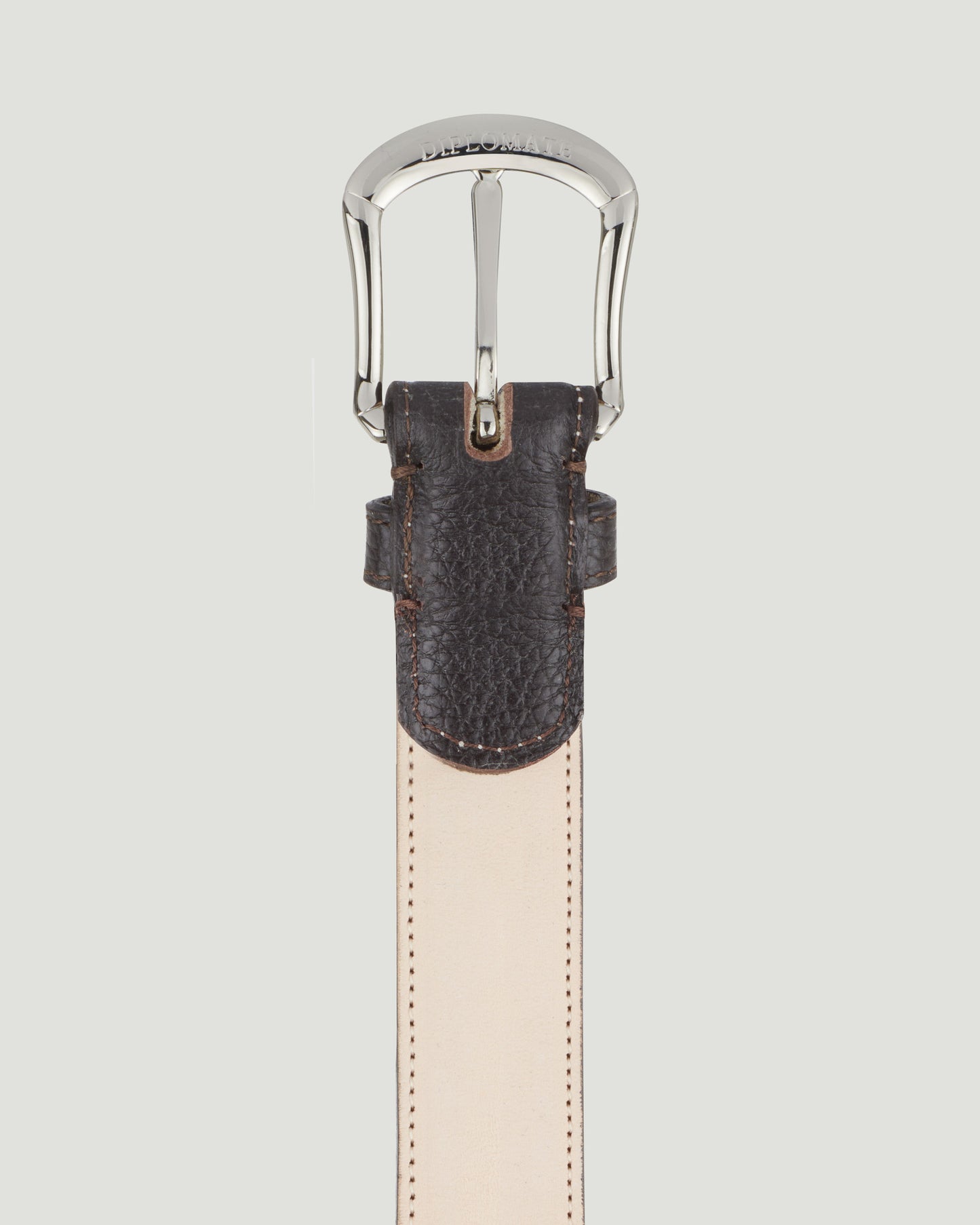 Dark Brown Grained Silver skeleton buckle