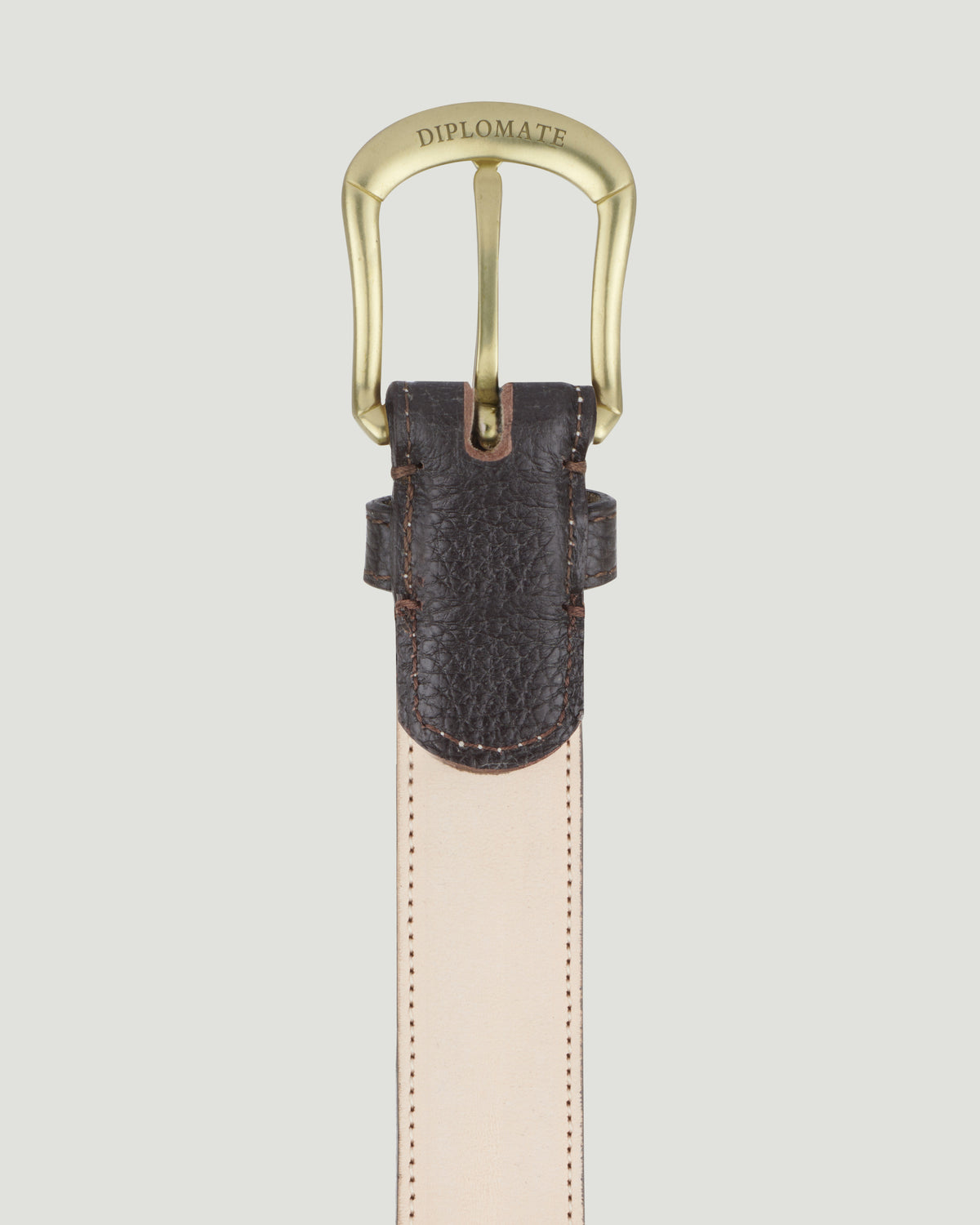 Belt Pebble Grain Brass Skeleton Dark Brown