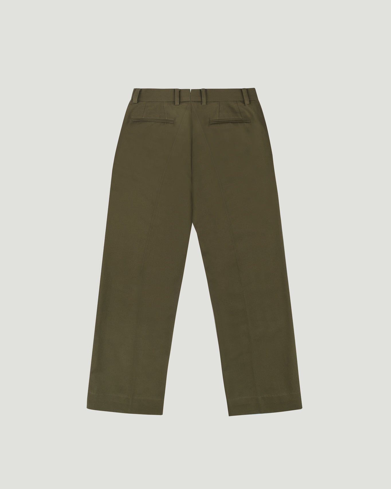 Olive Green Heavy Cotton Twill Single Pleated Trousers
