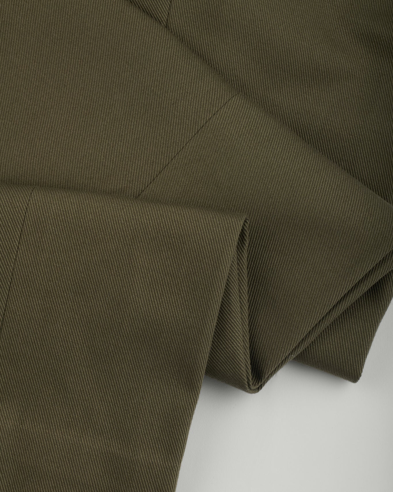 Olive Green Heavy Cotton Twill Single Pleated Trousers