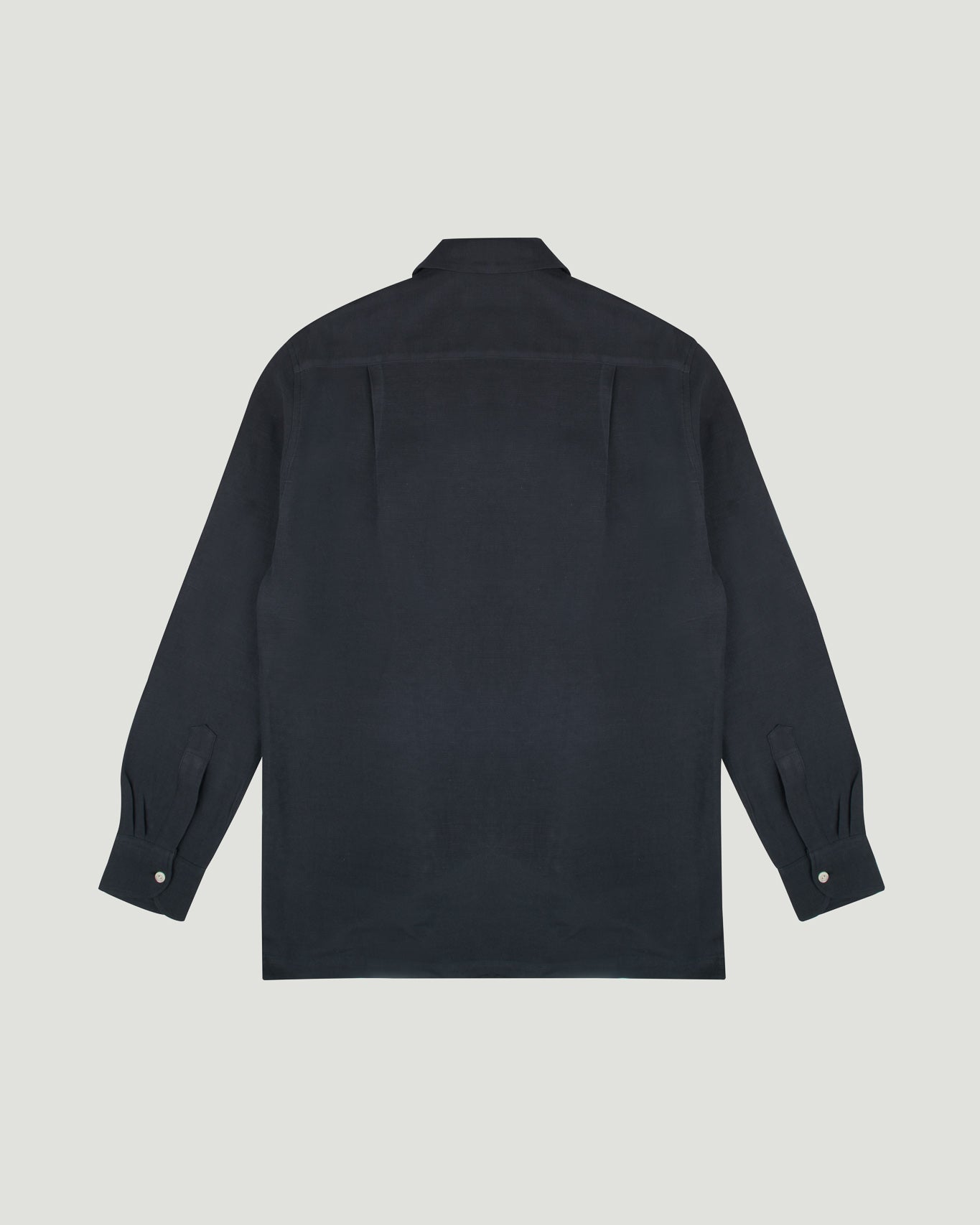 Gray Rayon Linen Open Collar L/S Shirt