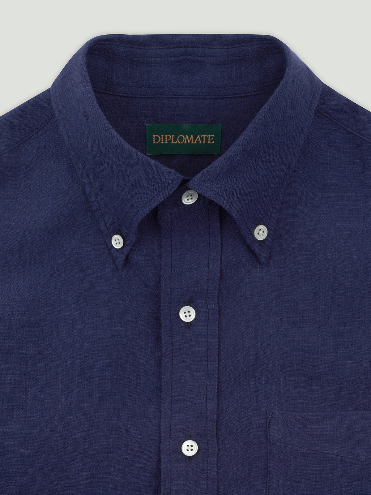 Diplomate Indigo Blue Linen Button-Down Shirt