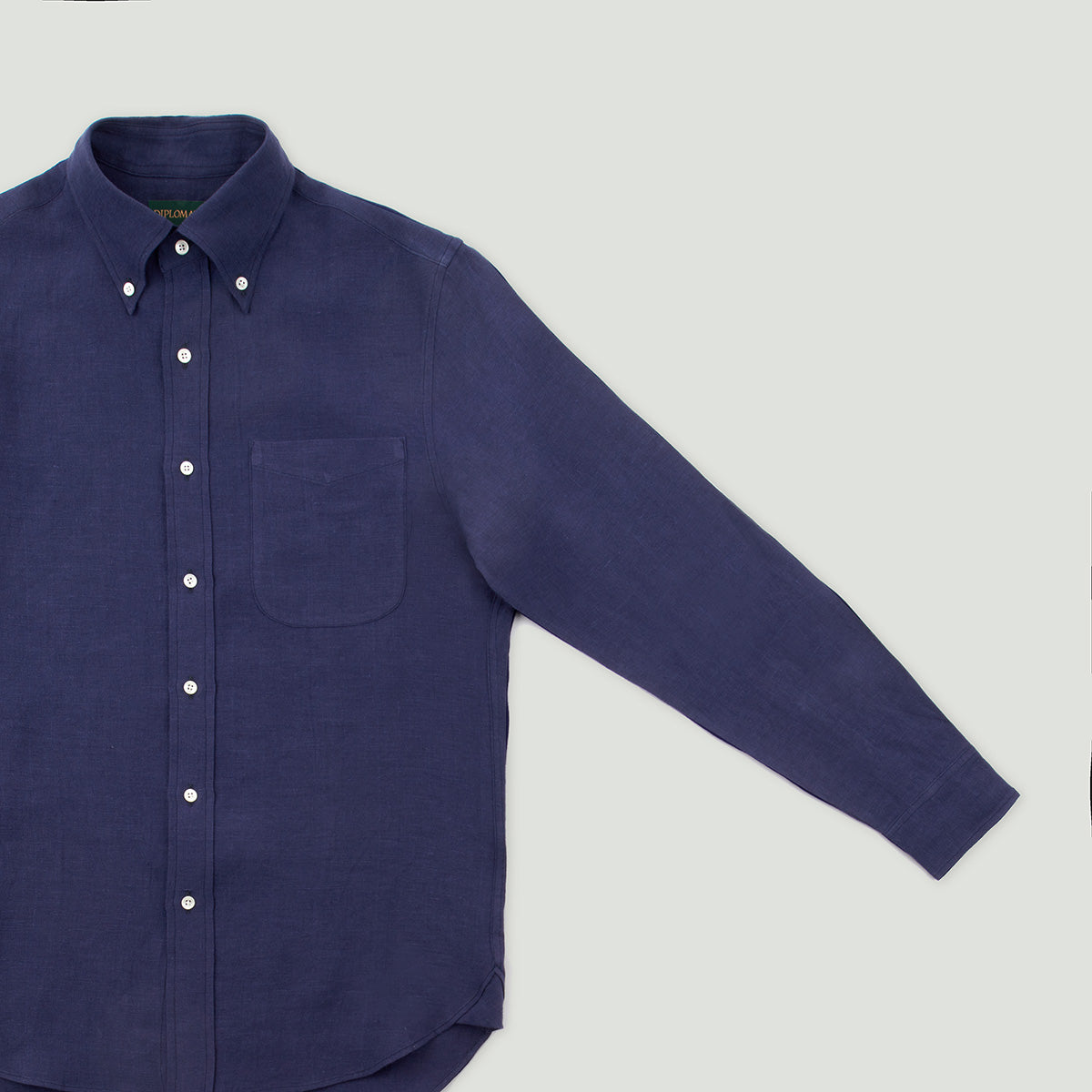 Diplomate Indigo Blue Linen Button-Down Shirt