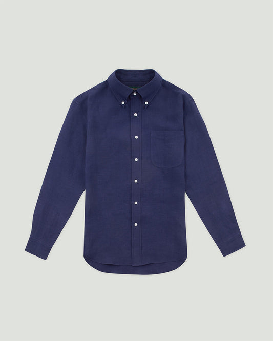 Diplomate Indigo Blue Linen Button-Down Shirt