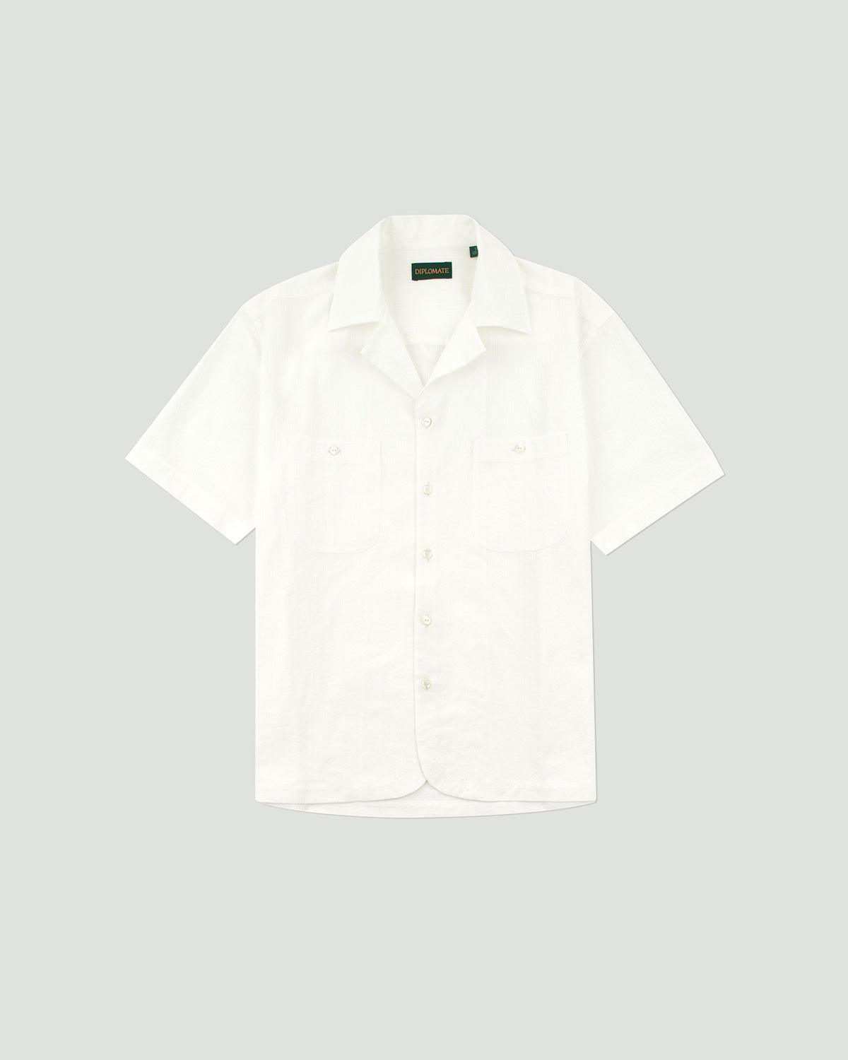 Diplomate White Cuban Camp-Collar Shirt