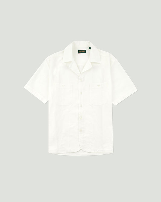 Diplomate White Cuban Camp-Collar Shirt