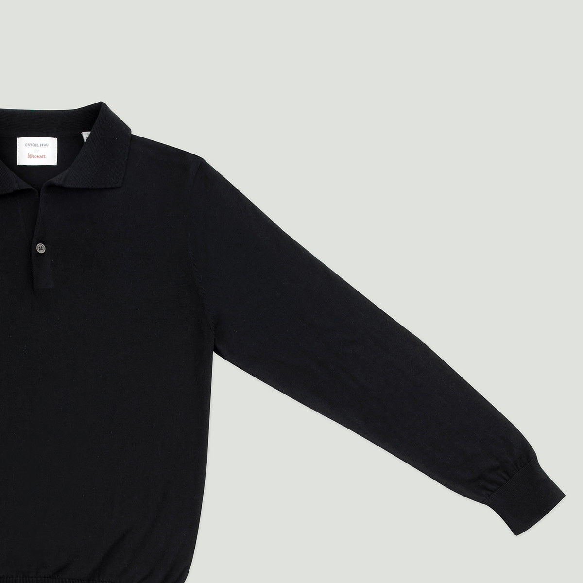 Officiel Beau for CHEZ Diplomate Open-Collar Knitted Polo Shirt in Super Dark Navy