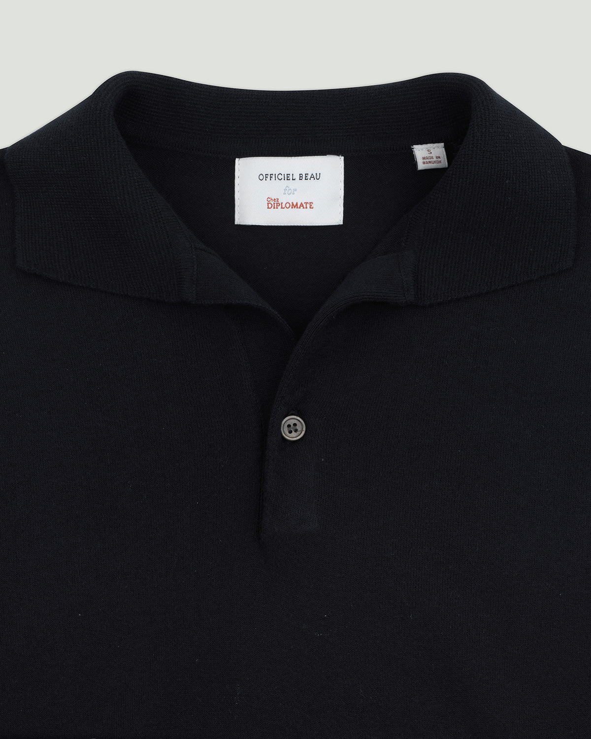 Officiel Beau for CHEZ Diplomate Open-Collar Knitted Polo Shirt in Super Dark Navy