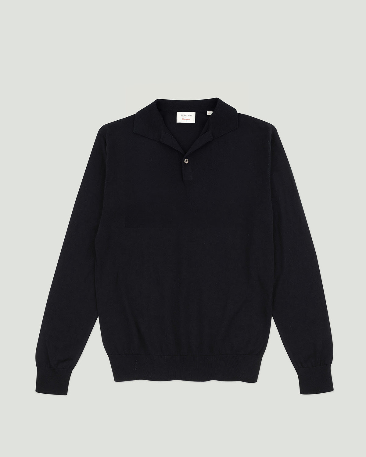 Officiel Beau for CHEZ Diplomate Open-Collar Knitted Polo Shirt in Super Dark Navy