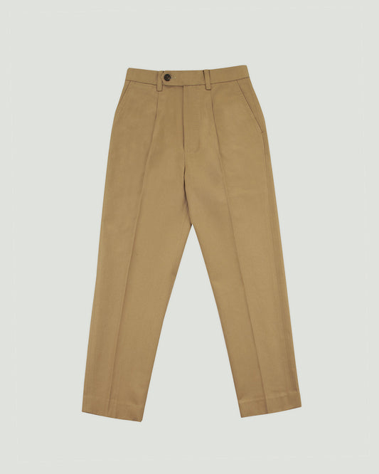 Diplomate Brownish Cotton-Linen Trousers