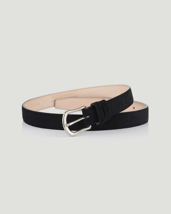 Belt Suede Silver Skeleton Black