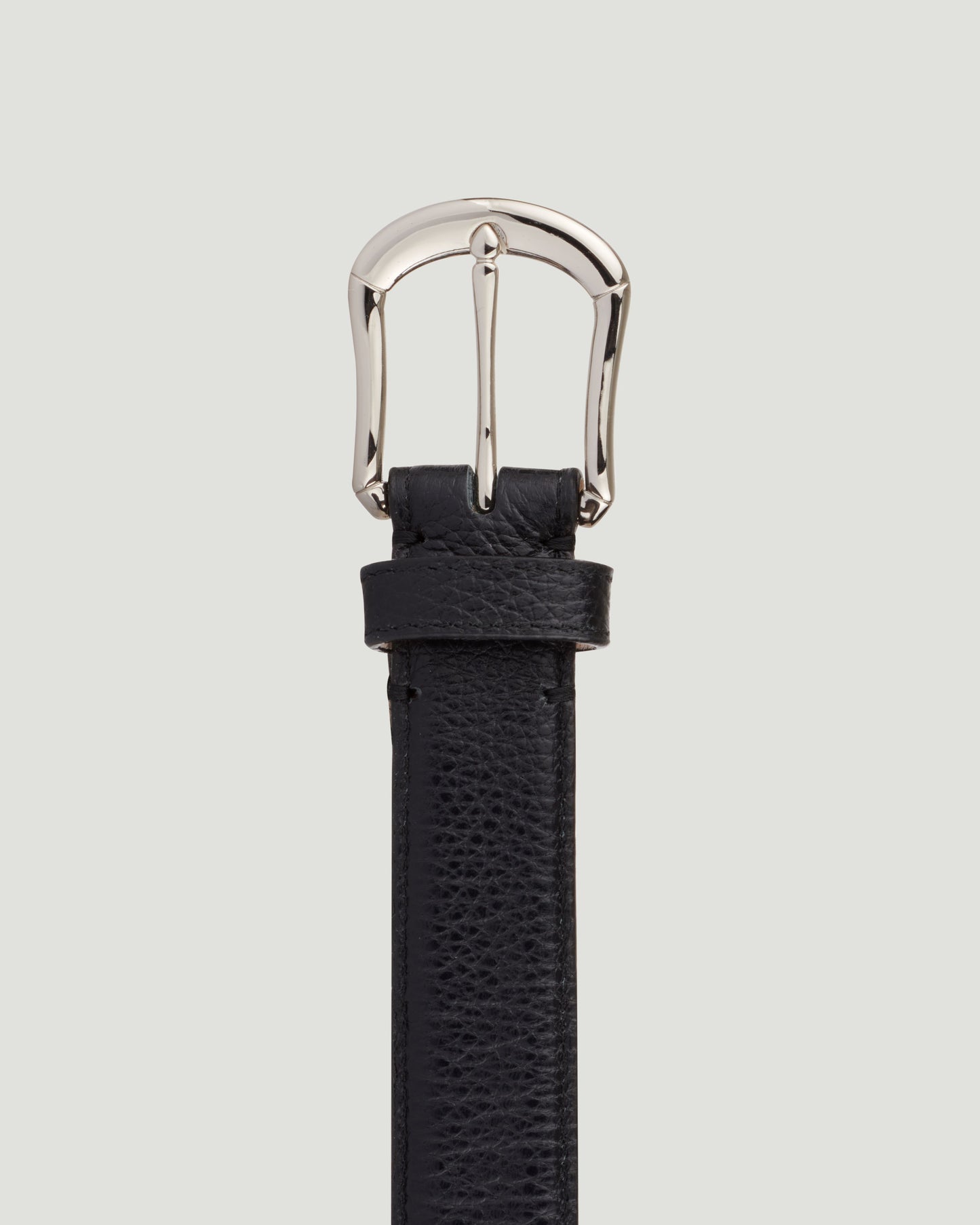 Belt Pebble Grain Silver Skeleton Black Calf