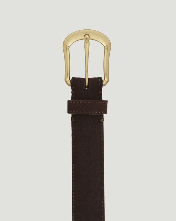 Belt Suede Brass Skeleton Dark Brown