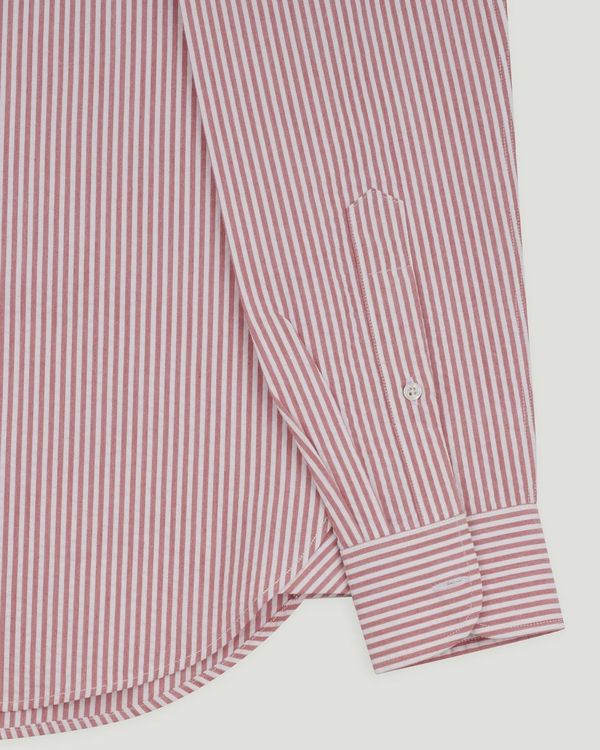 Diplomate Red Stripe Japanese Seersucker Button Down Shirt