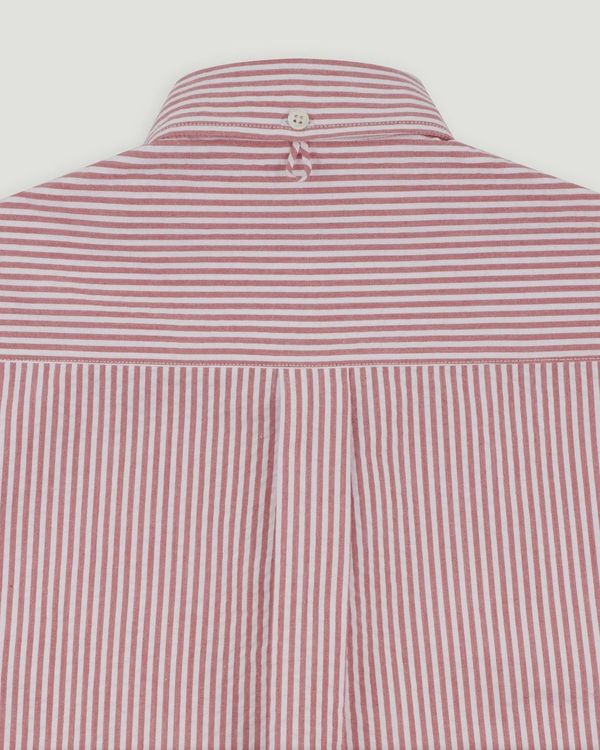 Diplomate Red Stripe Japanese Seersucker Button Down Shirt