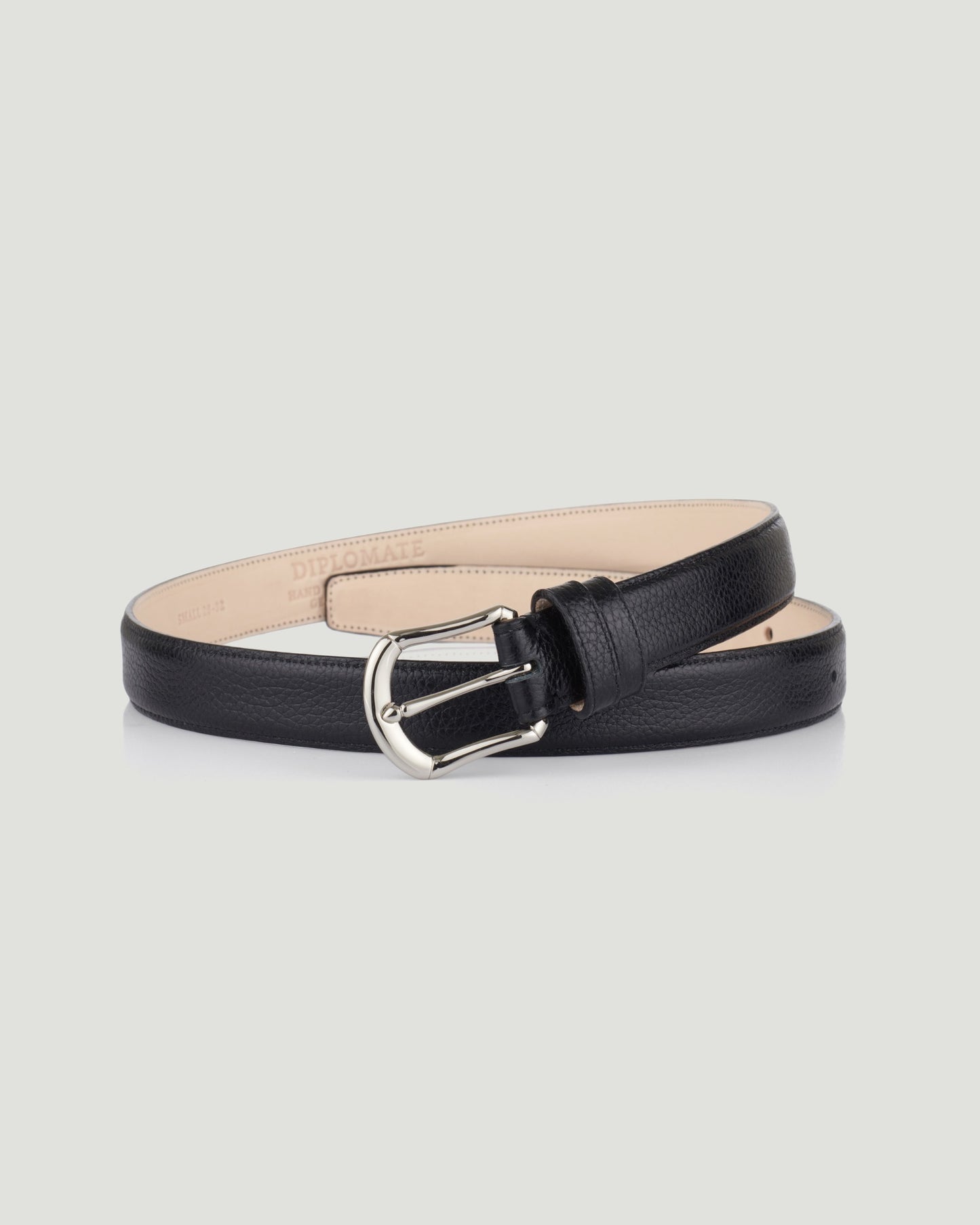 Belt Pebble Grain Silver Skeleton Black Calf