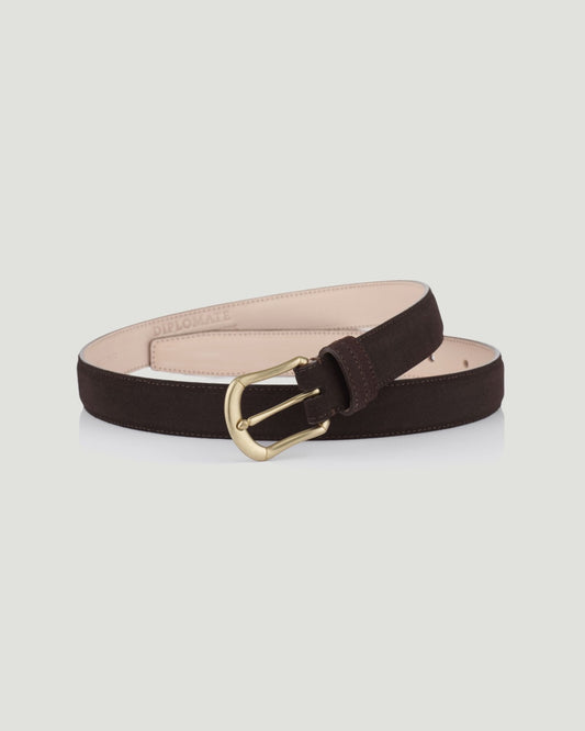 Belt Suede Brass Skeleton Dark Brown