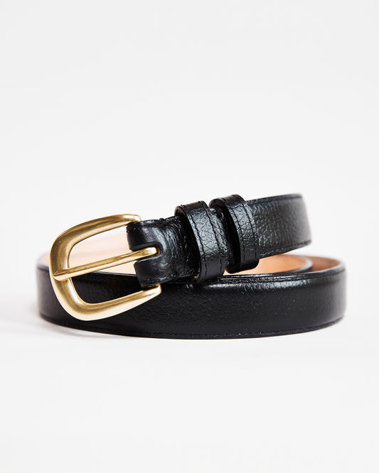 Diplomate Black Pebble Grained Calf Belt in Brass Buckle