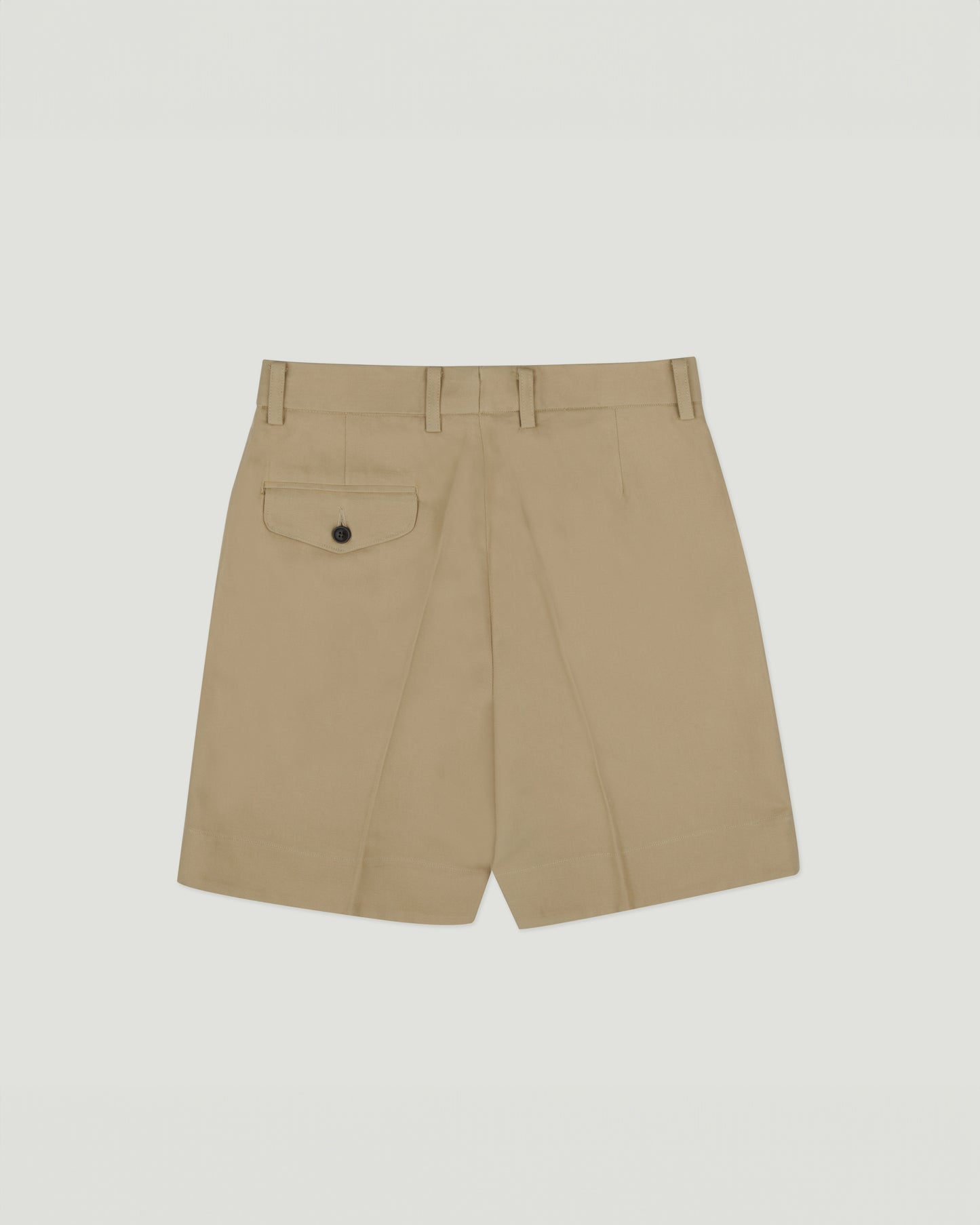 Beige Cotton-Linen Double Forward Pleated Shorts