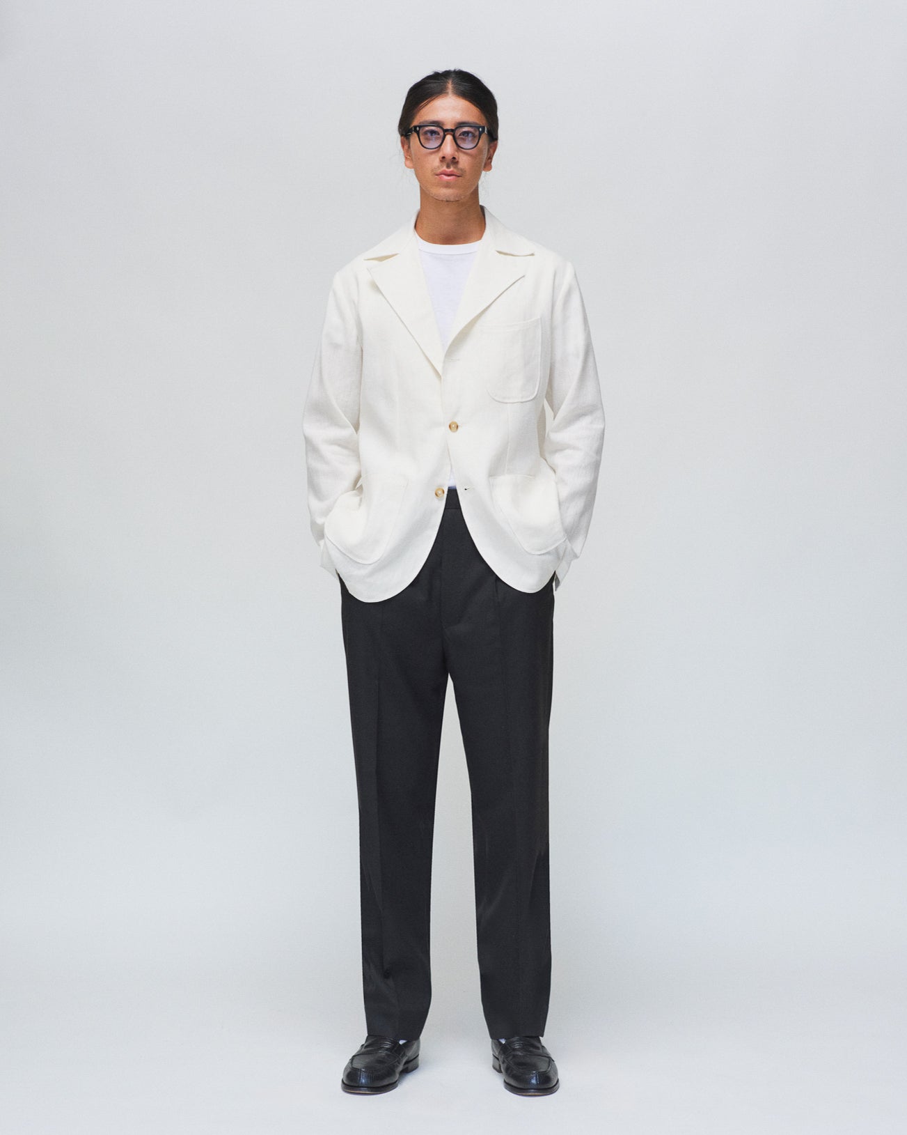 Ivory Linen Cotton Chore Blazer Jacket
