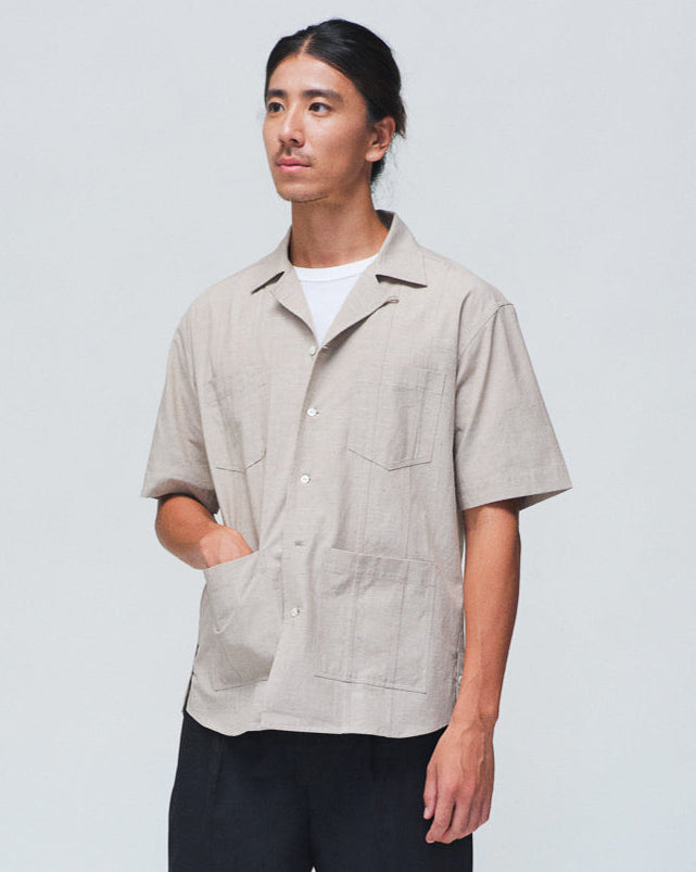 Brown Nep Chambray Cuban Shirt