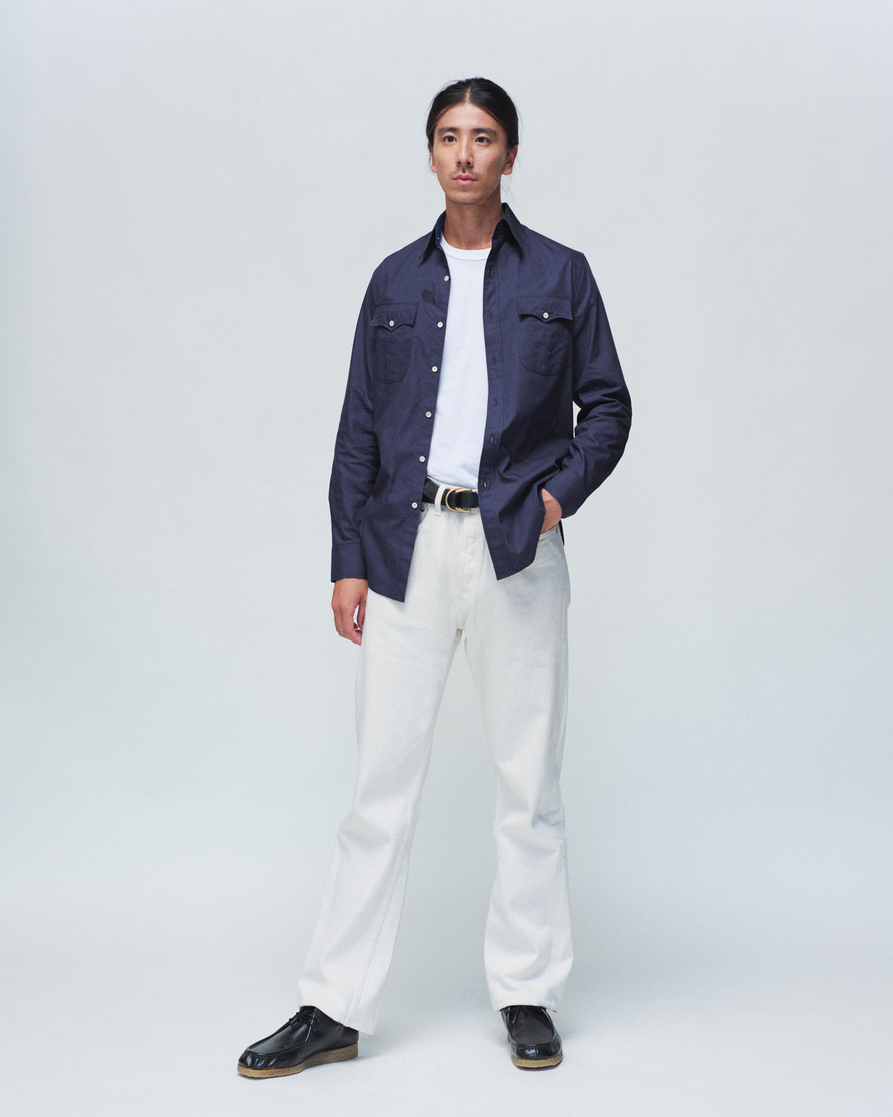 Officer Shirt Chinese Blue Washed Pinpoint Oxford