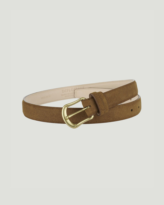 Belt Suede Brass Skeleton Tan