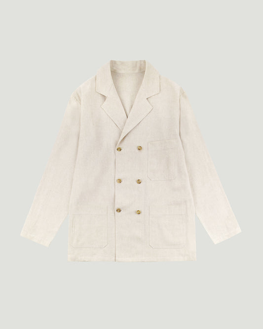 Linen Cotton Atelier Work Jacket in Sand