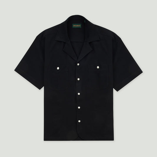 Diplomate Black Cuban Camp-Collar Shirt