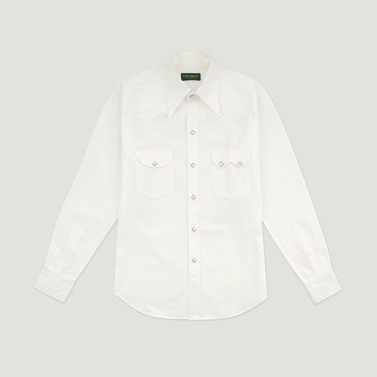 Diplomate White Seersucker Westerner Shirt