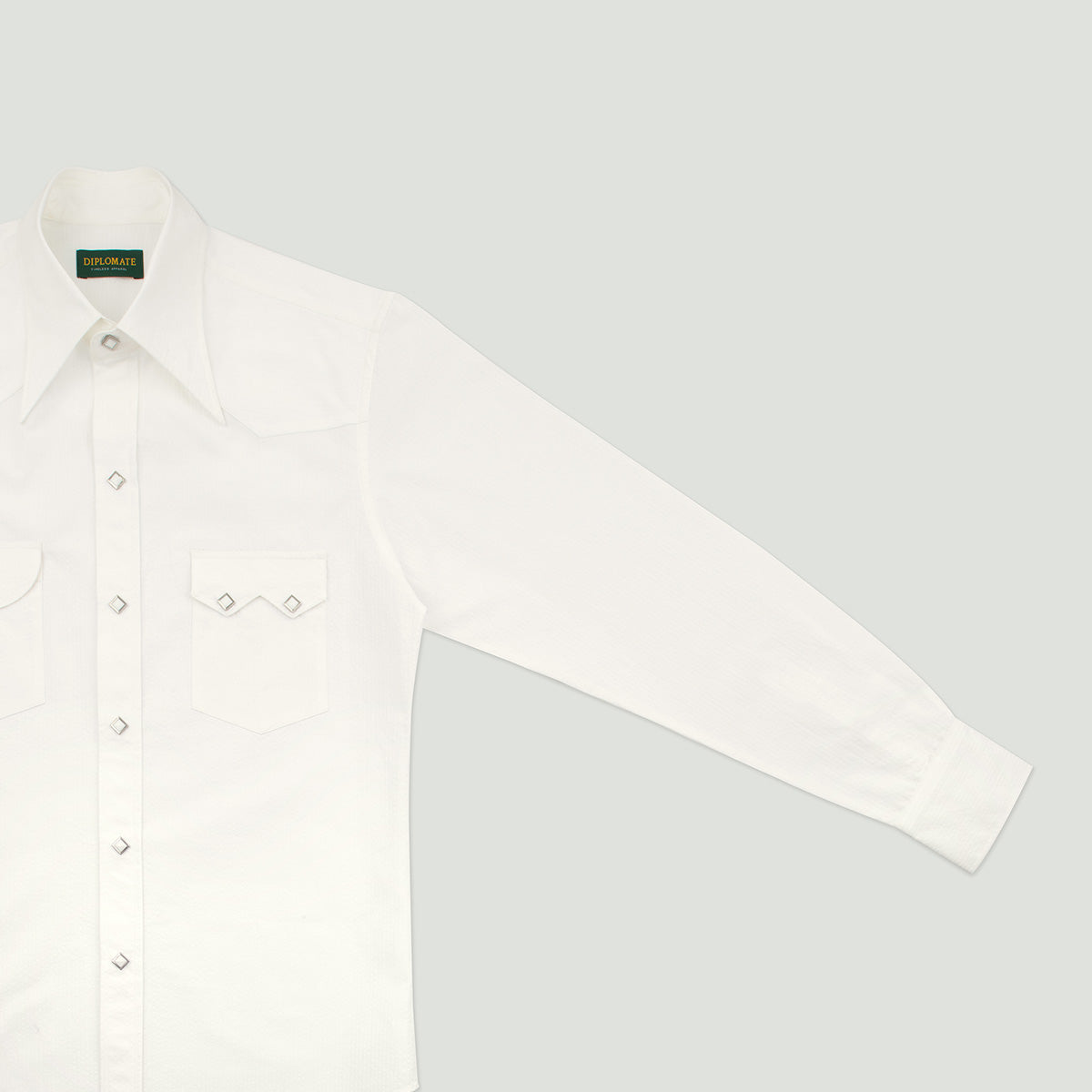 Diplomate White Seersucker Westerner Shirt