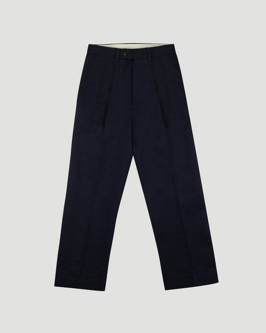 DIPLOMATE Navy Cotton-Twill Trousers